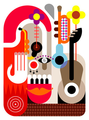 Music Festival Placard - abstract vector illustration. #design #art #poster #music #vector #white #graphic #jazz #cover #banner #guitar #red
