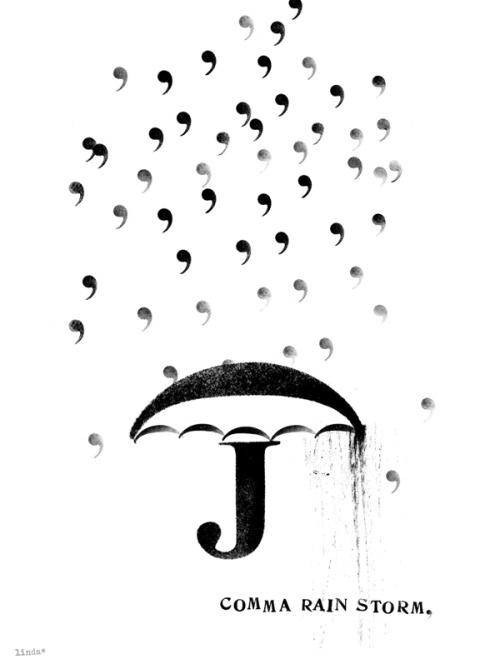 MAZZOTTI BOOKS : : :: ::: :::::::::blog #comma #typographic #rain #storm #poster #typography