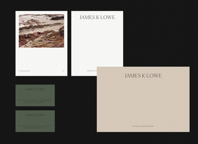 'James K Lowe' Identity, 2019 - Mindsparkle Mag Nicole Miller-Wong designed the Brand Identity, Art Direction and Website Design for photographer James K Lowe. #logo #packaging #identity #branding #design #color #photography #graphic #design #gallery #blog #project #mindsparkle #mag #beautiful #portfolio #designer