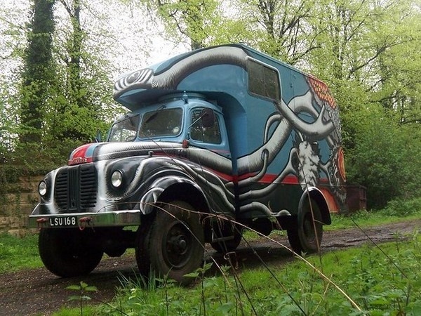 Colorful surreal street art on truck #abstract #surrealism #art #street #surreal