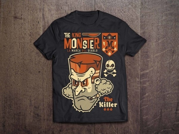 THE KING MONSTER 666 on Behance #vector #black #shirt #devil #illustration #wood #poster #monster #666 #killer