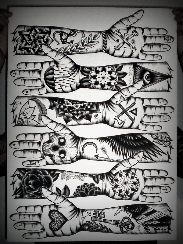 Tom Gilmour Tattoo #illustration #flash #tattoo #sleeve