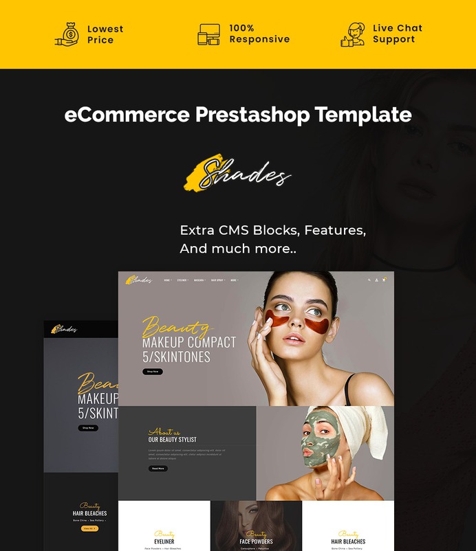 #Shades - #Bridal #Cosmetics #Studio - #Prestashop #Responsive #Theme | #TemplateTrip #eCommerce #Website #Design #Template