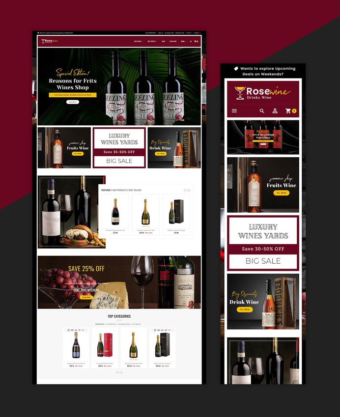 #Rose #Wine - #Drinks & #Bar – #Prestashop #Responsive #Theme | #TemplateTrip #eCommerce #Website #Design #Template
