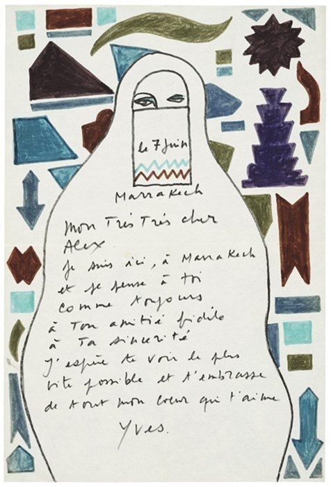 Yves Saint-Laurent to Alexander Liberman, June 7, 1970 Courtesy of the Archives of American Art, Smithsonian Institution