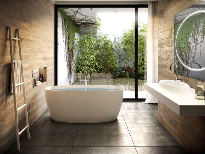 Modern Bathroom Decor with Live Plants - #bath, #interior, #decor, #plants, #greenery