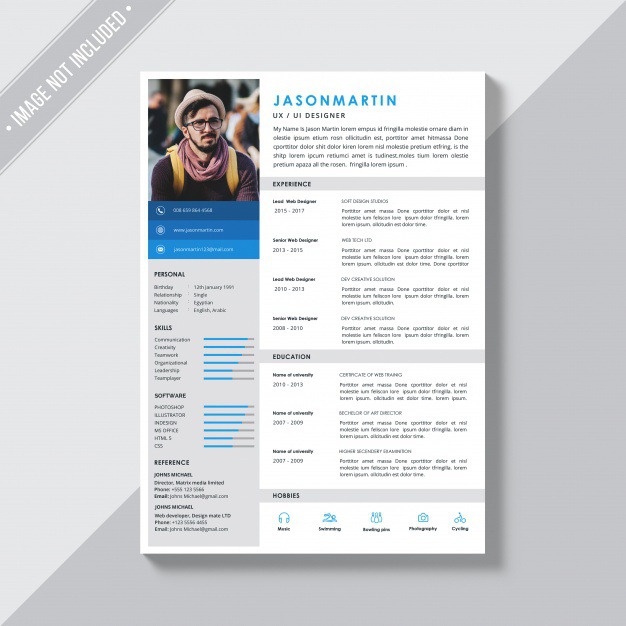 White cv template with blue and grey details Free Psd. See more inspiration related to Mockup, Business, Template, Blue, Resume, Cv, Web, Website, Cv template, White, Mock up, Job, Document, Psd, Grey, Curriculum vitae, Templates, Website template, Page, Interview, Curriculum, Resume template, Mockups, Up, Experience, Web template, Employment, Realistic, Real, Web templates, Details, Employer, Mock ups, Mock, Paperwork, Psd mockup, Ups and Vitae on Freepik.