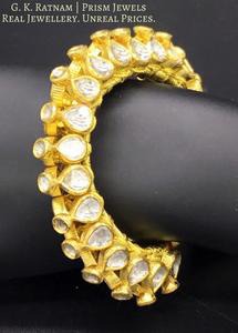 18k Gold and Diamond Polki Bracelet (Paunchi / Ponchi) - gold diamond polki kundan meena jadau jewellery