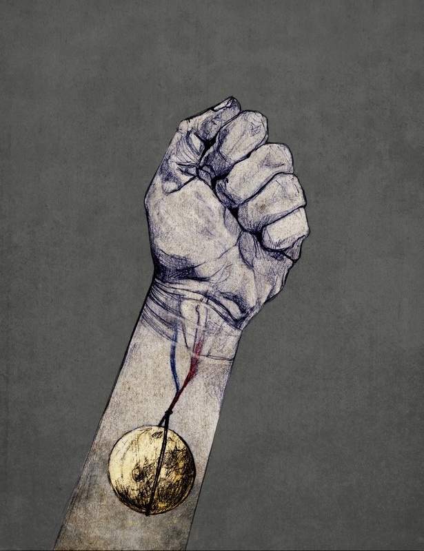 Lasso the Moon - Katie Melrose artbykatiemelrose.bigcartel.com #blood #lasso #veins #hand #moon