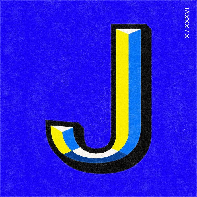 Louise Twizell - Typography - 36 Days of Type - 'J' Design #typography #type #custom #lettering #typedesign #design #36daysoftype #alphabet #bevel #chisel #blue #green #typographyj