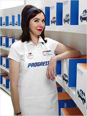 YOU KNOW HER AS... Flo, Progressive Insurance's giddy saleswoman AGE 40 WHERE ELSE YOU'VE SEEN HER Roles in Mad Men , The Heartbreak Kid , #boxes