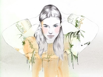 Lítill Blóm #sexy #feminin #handdrawn #nordic #filigran #illustration #aquarell #drawing