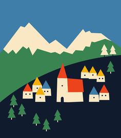 Hungarian illustrator Anna creates sweet, child-like digital collages using bold, minimalist shapes in a trademark palette.
