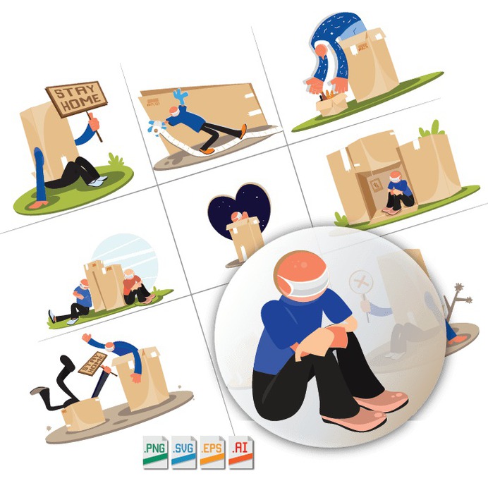 Quarantine Illustrations pack download free