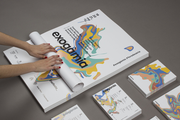 Exogamia, design festival branding by Oscar Medina, Ariadna Pujol, Judit Vilarasau, Albert Ramon, Sergi Delgado, Adria Molins #logotype #branding #stationary #design #paint #photography #brand #barcelona #logo