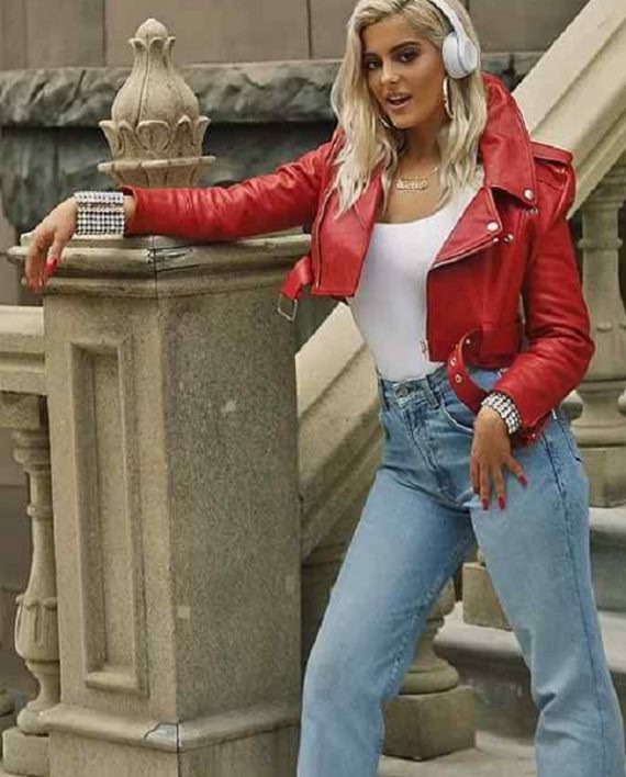 Bebe Rexha The Way I Are Red Leather Jacket (8)