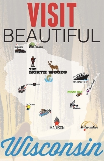 Visit Beautiful Wisconsin Digital Print by SeventySevenDesign #illustration #poster #wisconsin
