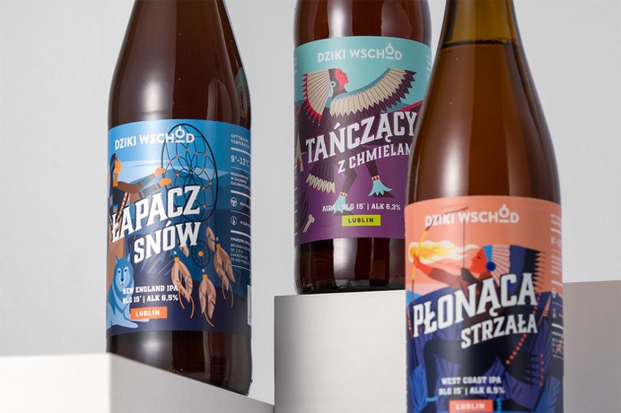 Dziki Wschód Brewery Packaging - Mindsparkle Mag Motyw Studio designed the packaging for the Native american series of beer labels of Dziki Wschód (Wild East) Brewery. #logo #packaging #identity #branding #design #color #photography #graphic #design #gallery #blog #project #mindsparkle #mag #beautiful #portfolio #designer