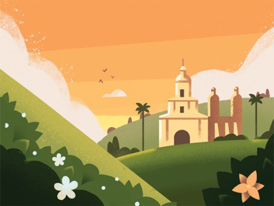CBTL: Colombia Blend countryside hills orange landscape illustration colombia coffee bean coffee pro create