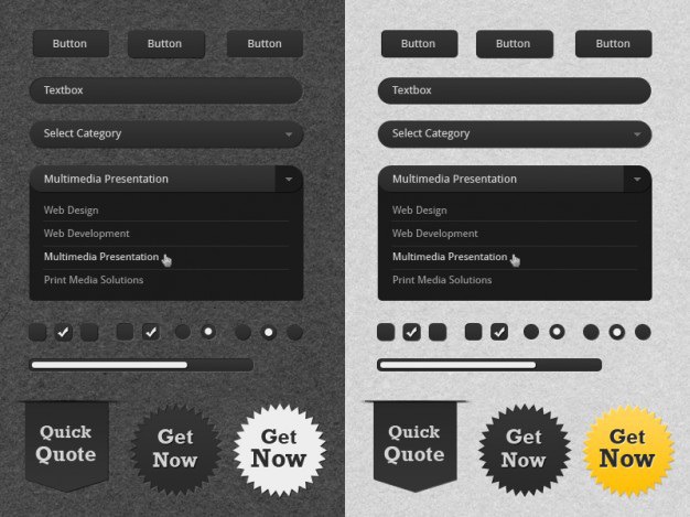 Ui kit with badges in white and black Free Psd. See more inspiration related to Badge, Box, Black, Text, Badges, White, Bar, Text box, Radio, Search, Ui, Drop, Buttons, Scroll, Psd, Ui kit, Checkbox, Search bar, Down, Search box, Horizontal, Kit, Scroll bar, Input, Radio buttons, Text input and Drop down on Freepik.