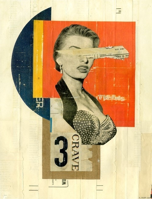 Crave #yellow #orange #shapes #artwork #handmade #vintage #art #collage #typography