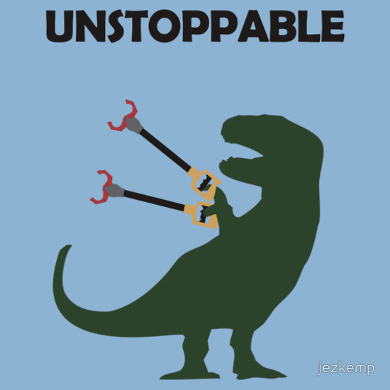 paris2london:rhamphotheca:Unstoppable by Jez Kemp(see more designs by JezKemp at Red Bubble)This shouldn't had made me laugh as much as #rex #funny #lol