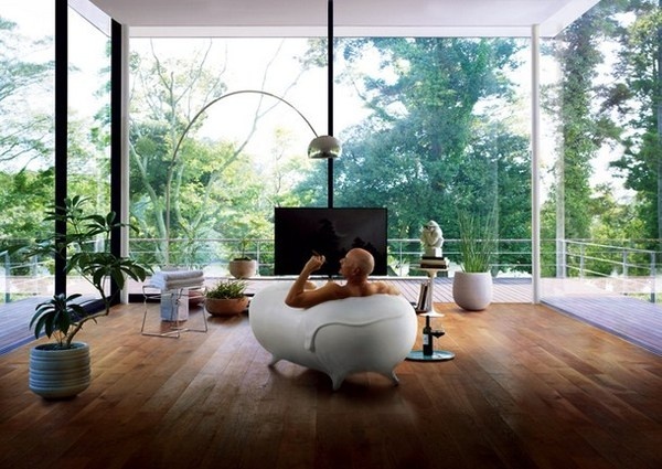 White bathtub art instalation #artistic #bathroom #furniture #art #bathtub