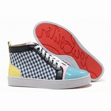 Christian Louboutin Louis Tartan Womens Sneakers Green Yellow #fashion