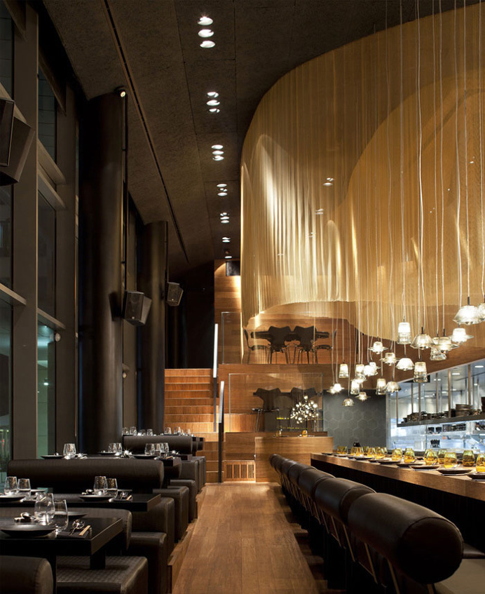 Restaurant Interior Decorating in Golden Color Scheme - #restaurant, #decor, #interior, #architecture