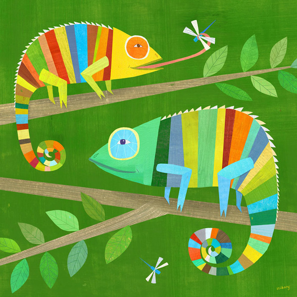 Striped Chameleons #illustration #colors #chameleons