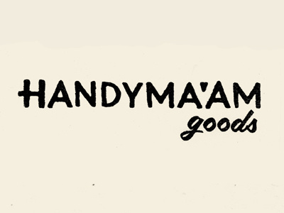 Handyma'am #stamp #ink #script #cream #goods #black #logo #hand