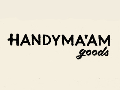 Handyma'am #stamp #ink #script #cream #maam #goods #black #handy #logo #hand