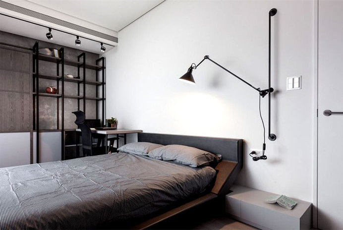 Dark and Moody Apartment Interior grayish bedroom #interior #design #decor #home #gecor #colors #dark