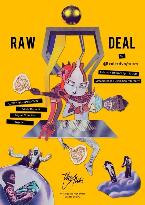 Raw Deal at The Alibi, London #jazz #london #design #graphic #poster #music #collage #party