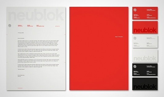 Neublok Branding on the Behance Network #white #red #design #minimalism #black #corporate #identity #minimal #letterhead