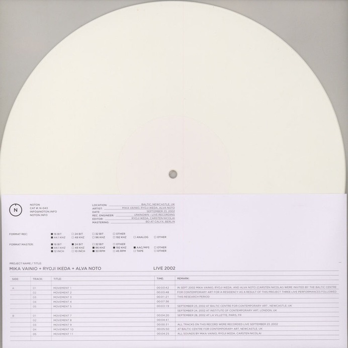 Mika Vainio, Ryoji Ikeda & Alva Noto - Live 2002 - Vinyl LP - 2018 - UK - Original | HHV