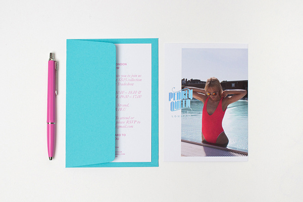 Pearly Queen London on Behance #invite #holographic #branding #invitation #swimwear #identity #stationery #passport #foil #neon