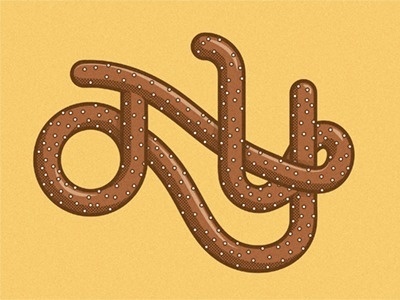 Pretzel #new york #vector #nyc #food #round #cursive #halftone #snack #pretzel #script #ny