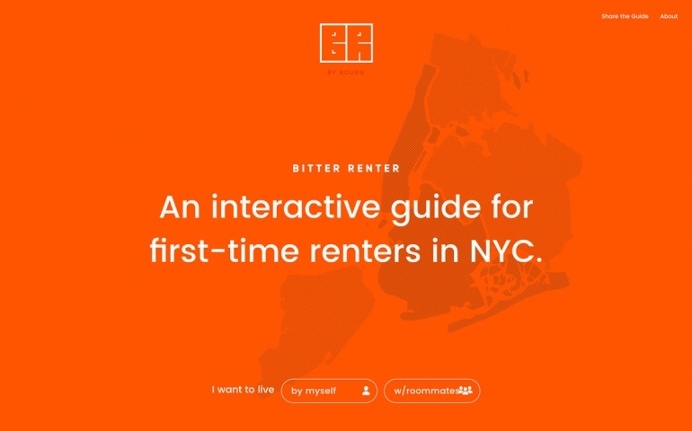 Bitter renter NYC new york city first time rent guide webdesign website minimal beautiful best modern cool mindsparkle mag site of the day a