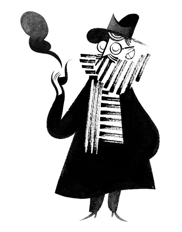Roman Muradov Illustration #illu #illustration #human #bw #texture #brsuhstroke