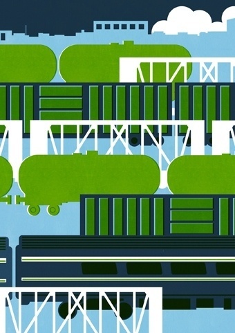 Lucy Vigrass / A - B Travel Poster #trains #lucy #print #vigrass #travel #block #illustration