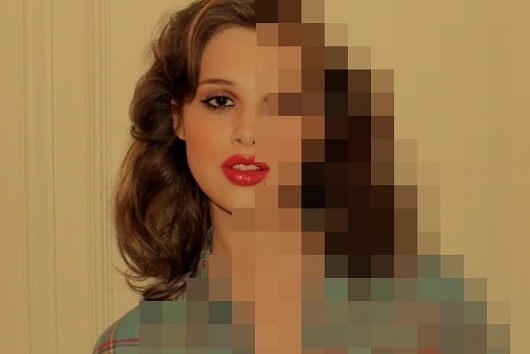 Jack Walsh #girl #eyes #cream #lips #digital #photography #jack #vintage #warped #blue #pixels #walsh