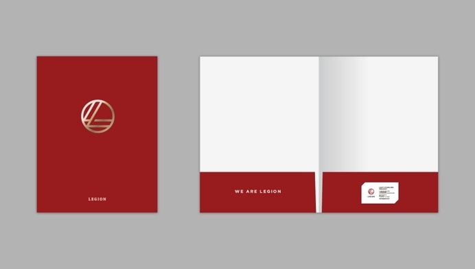 Legion_Folder #creative #logotype #visual #internal #branded #bullhorn #design #graphic #rebrand #brand #identity #collateral #stationery