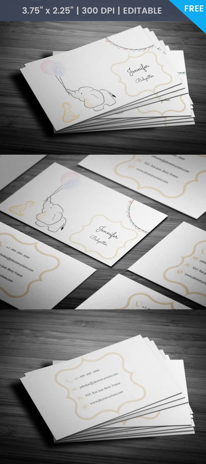 Free Balloons Teenage Babysitter Business Card Template