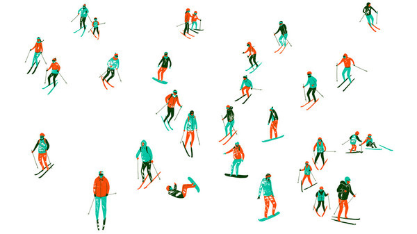 Illustration Archive harrydrawspictures #pattern #ski #skiing #people #illustration