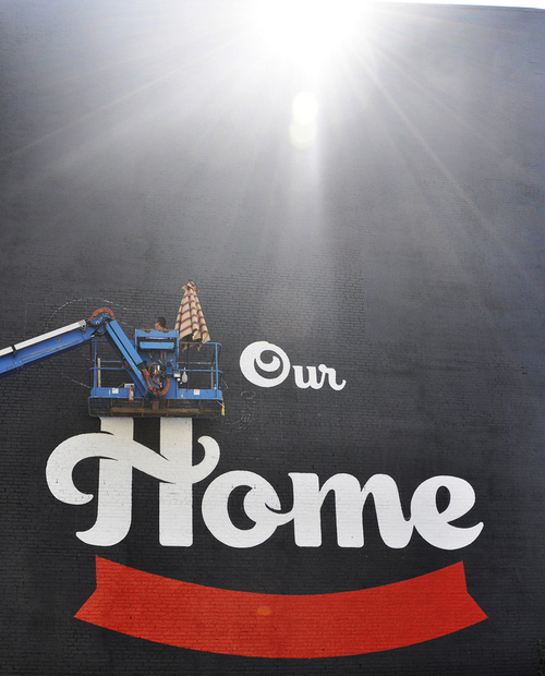 Typeverything.com Fall City Mural by Bryan Patrick Todd (created in collaboration with Kirby Stafford) #sign #painting