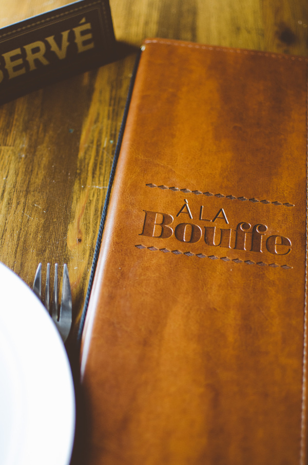 Chez Lionel #engraved #menu #vintage #leather #typography