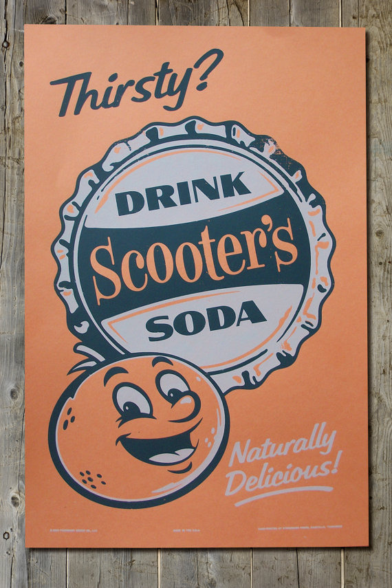 Scooter's Retro Americana Vintage Soda Pop Advertising Screenprint Poster #retro #poster