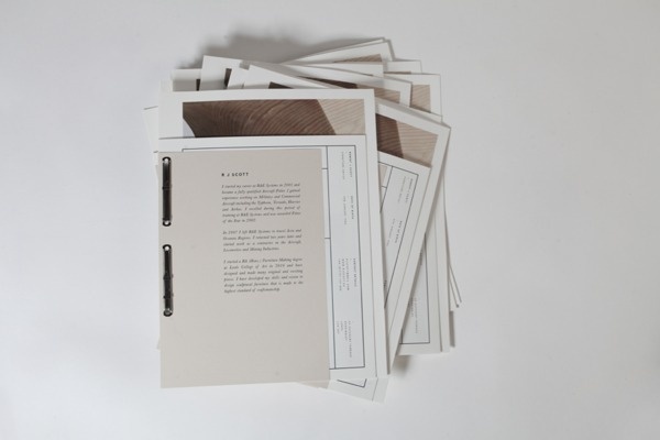 R J Scott #binding #branding #letterpress #book #publication #bronze #furniture #natural #identity #brown #gold #stationery #passport #logo