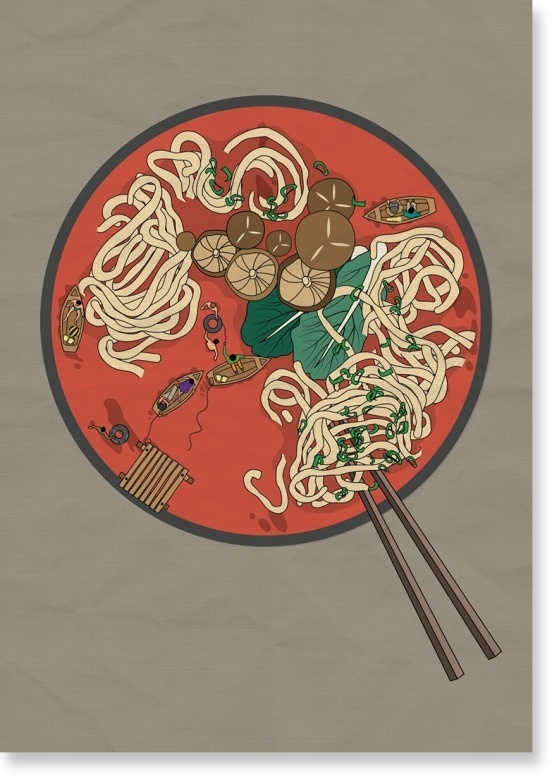 Dot by Jing Zhang #illustration #poster #soup #pill #noodle